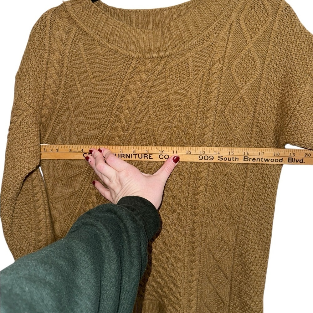 J.Crew Brown Chunky Cable Knit Wool Sweater Small Oversized Cozy - Picture 5 of 8